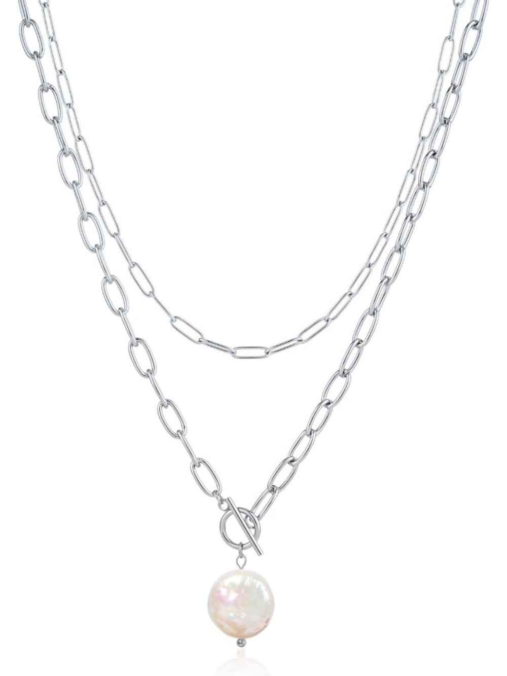 Layered Pearl Gemstone Toggle Necklace | 18k Gold Plated Baroque Jewelry Gift